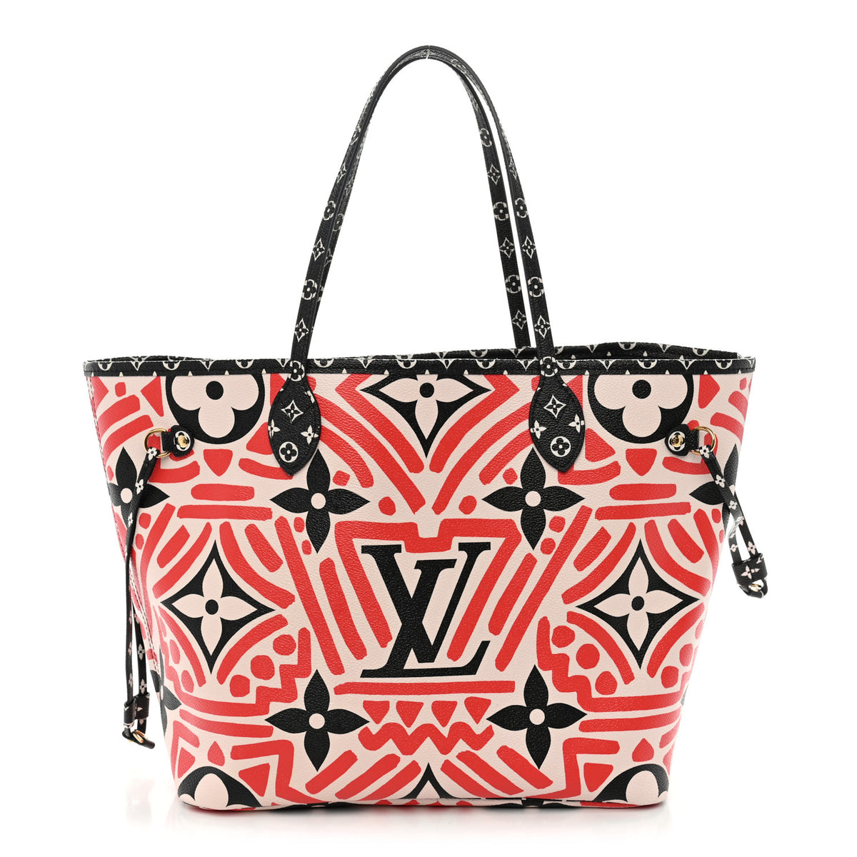 Monogram Giant Crafty Neverfull MM Creme Rouge Black
