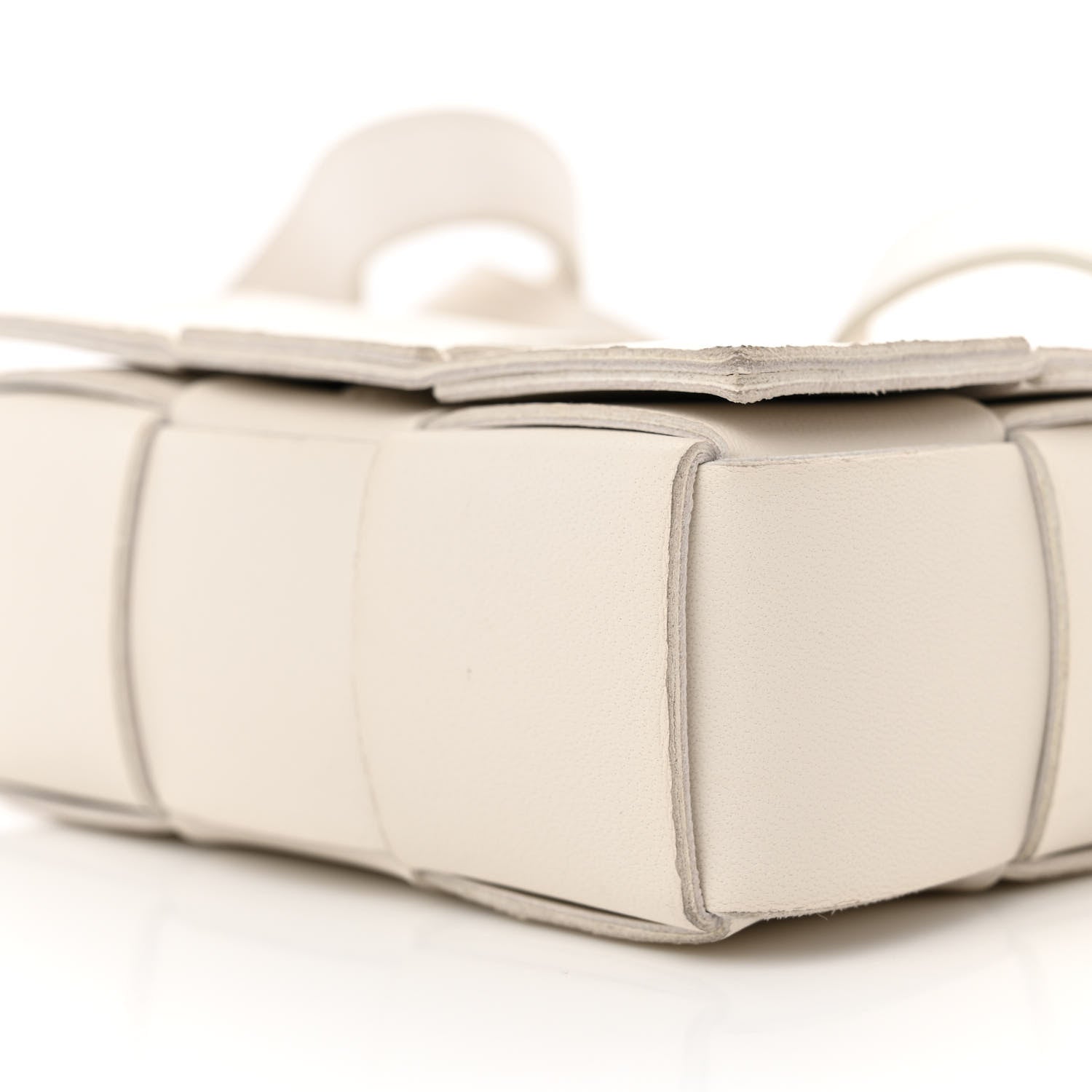 Bottega Veneta Lambskin Maxi Intrecciato Extra Mini Cassette Crossbody Bag White 9 of 10