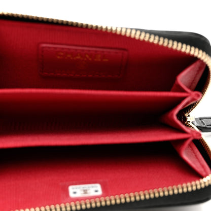 Chanel Lambskin Quilted Chanel 19 Zip Around Coin Purse Wallet Black 5 of 7