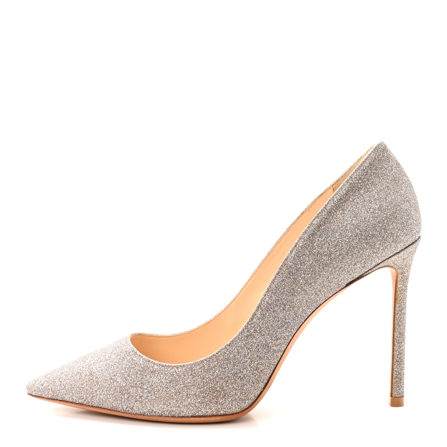 Jimmy Choo Dusty Glitter Romy 100 Pumps 40 Platinum Ice 1 of 8