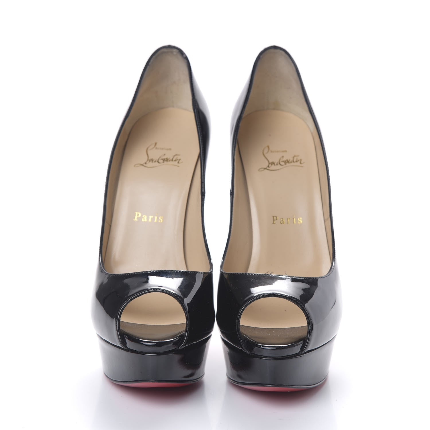 Christian Louboutin Patent Lady Peep 150 Pumps 38 Black 4 of 9