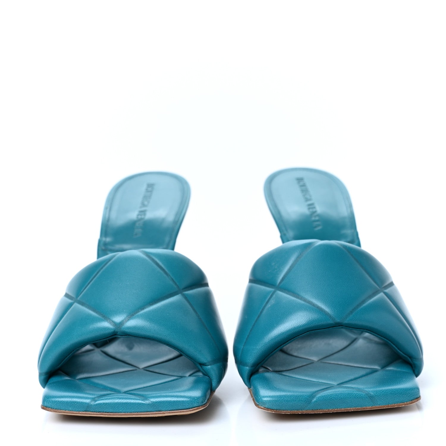 Bottega Veneta Nappa Quilted Rubber Lido Mule Sandals 39.5 Duck Green 2 of 7