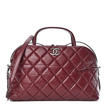 Chanel Aged Calfskin Small Bowling Bag Burgundy 1 of 11