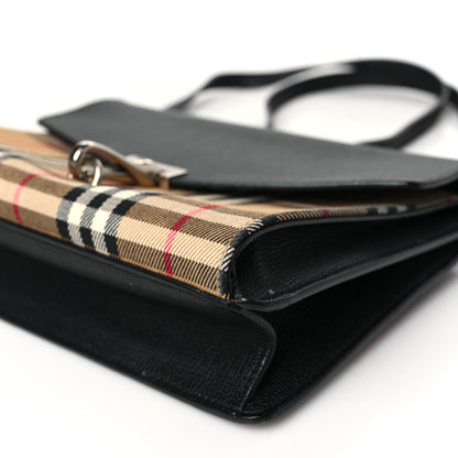 Burberry Derby Calfskin Vintage Check Small Macken Crossbody Bag Black 10 of 10