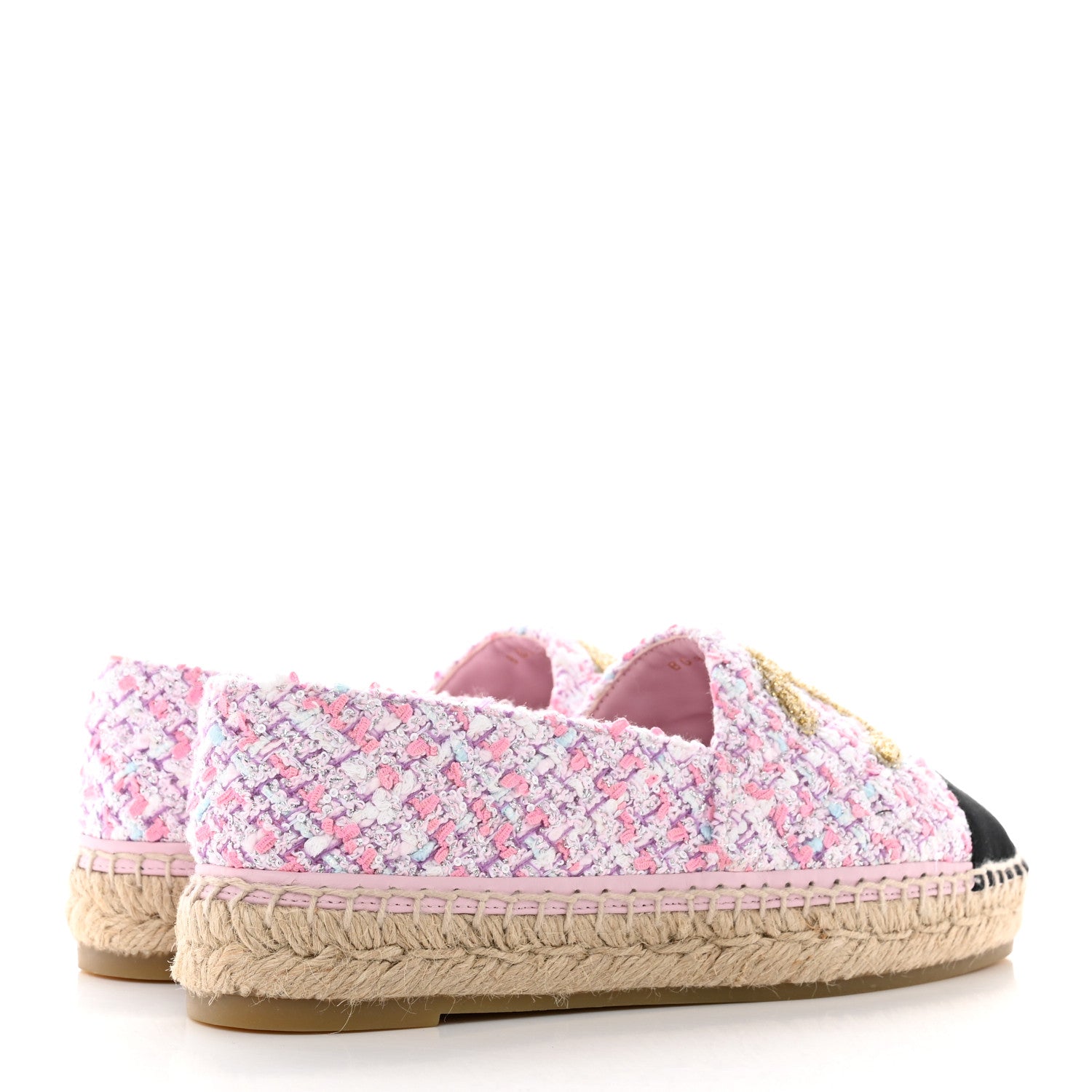 Chanel Tweed Grosgrain CC Espadrilles 37 Pink Black 4 of 10