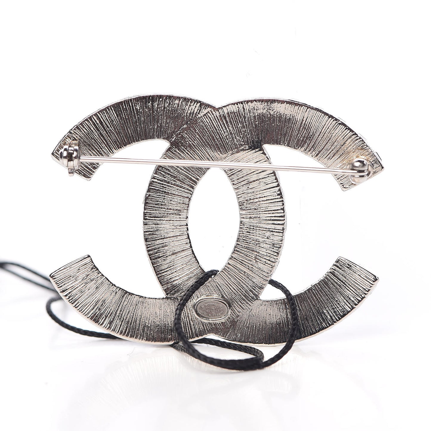 Baguette Crystal CC Brooch Silver