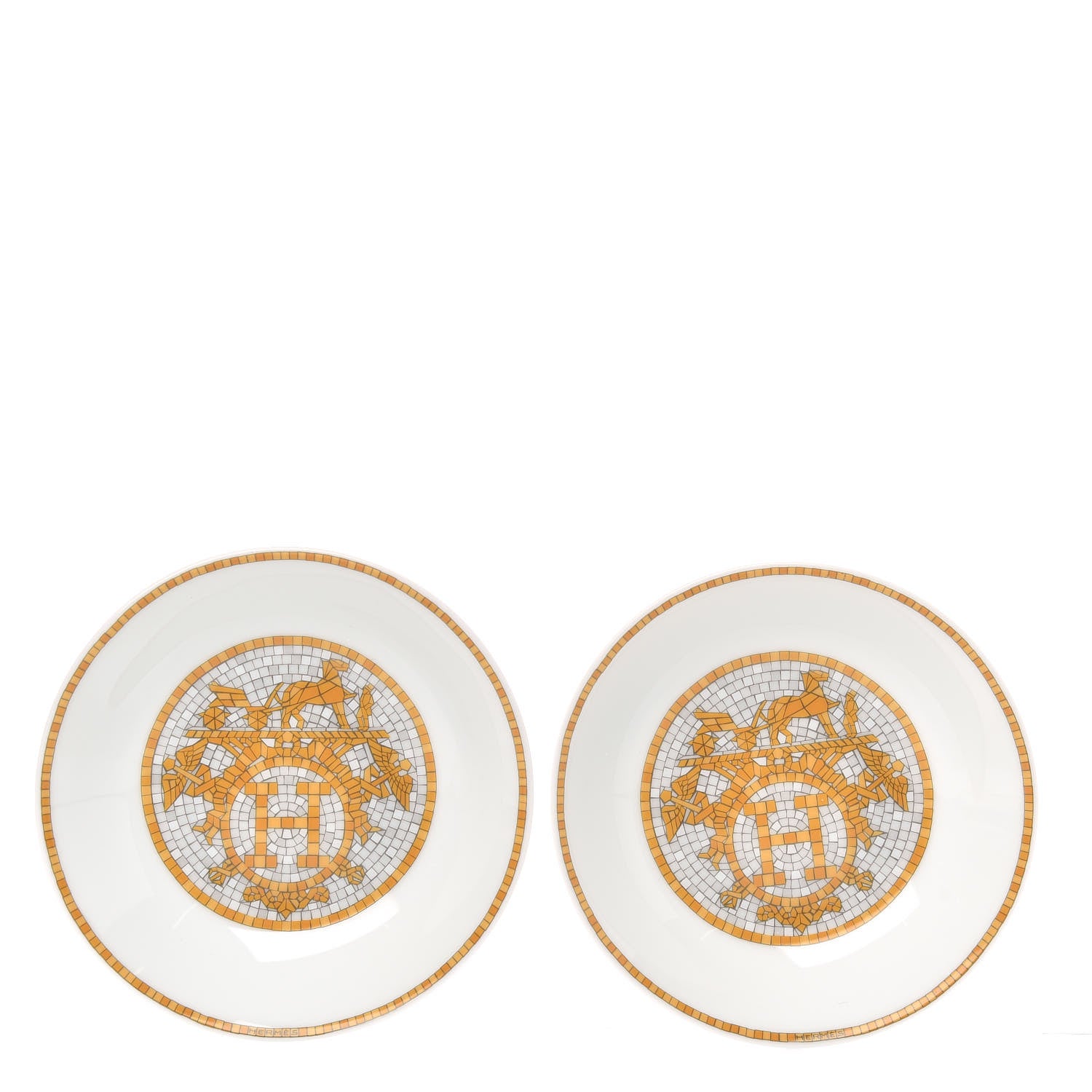 Hermes Porcelain Mosaique au 24 Soy Dish Set of 2 1 of 4