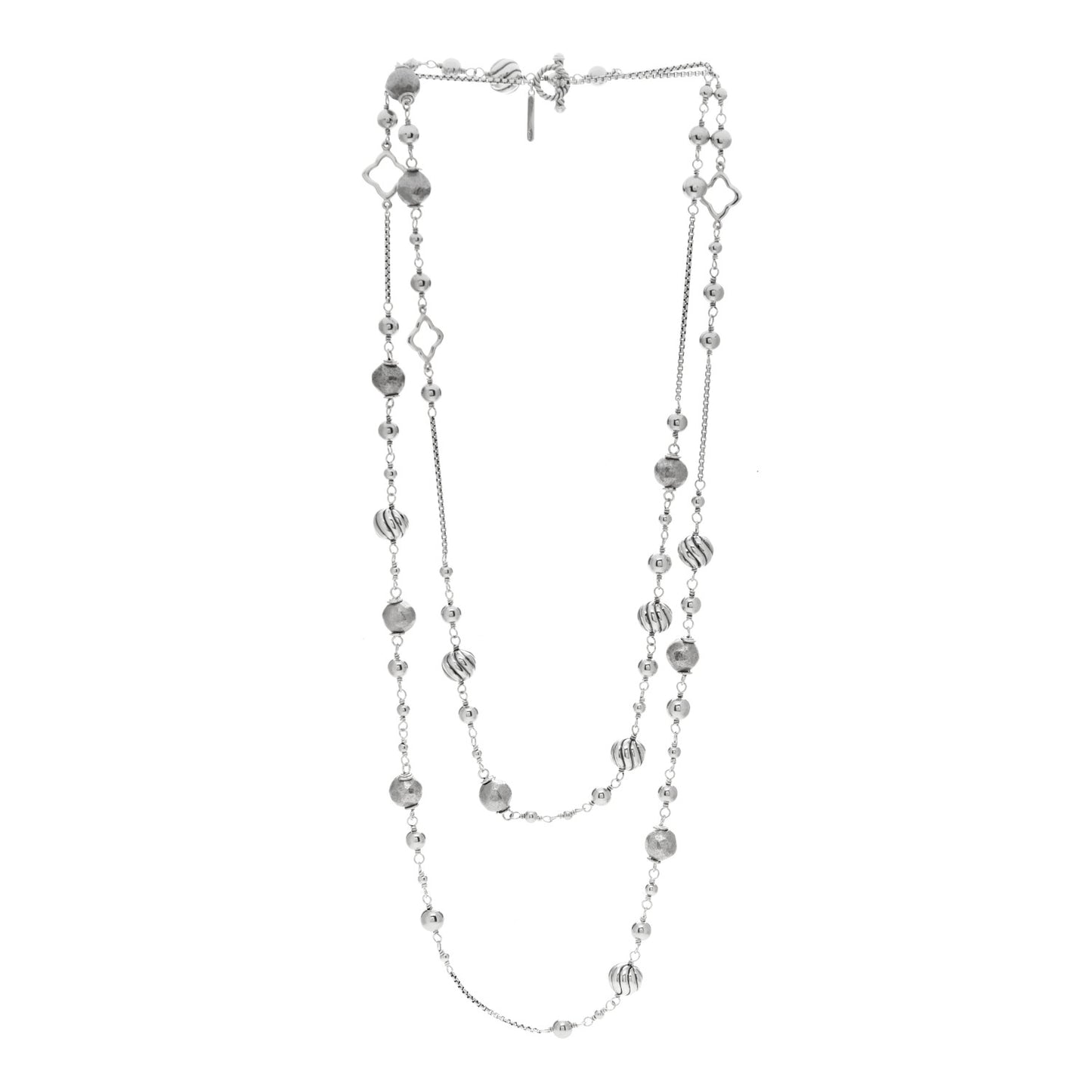 Sterling Silver Quatrefoil Bead Chain Necklace