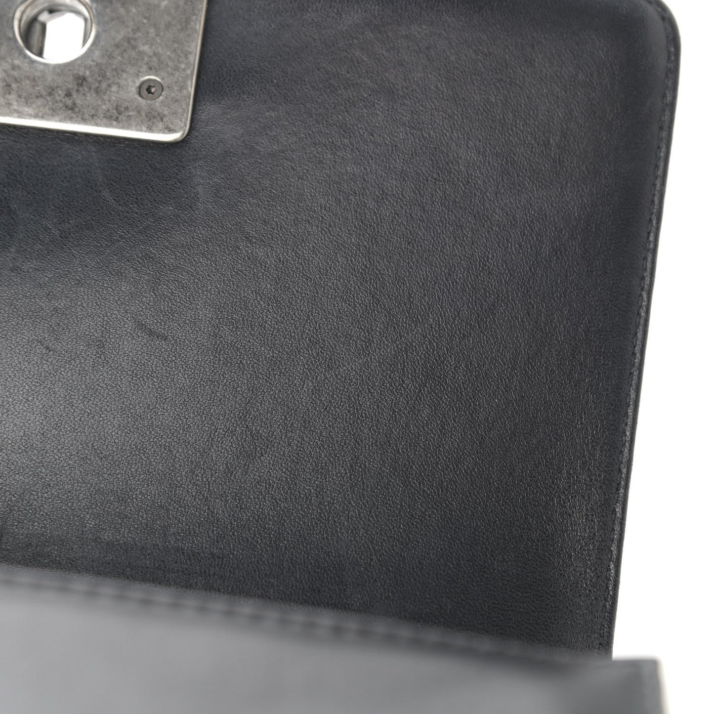 Calfskin Quilted Small Boy Flap Black