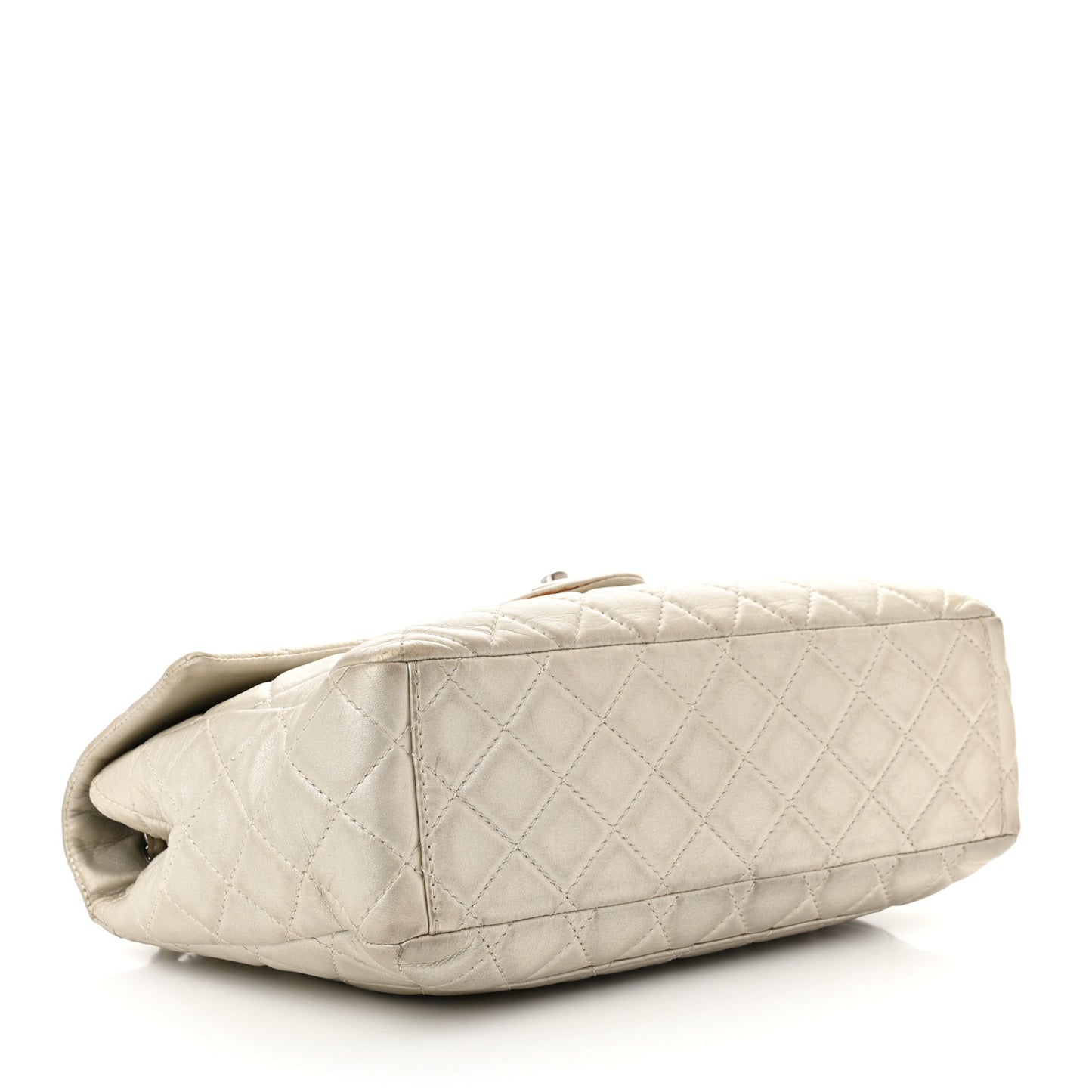 Metallic Lambskin Quilted Maxi Single Flap Silver