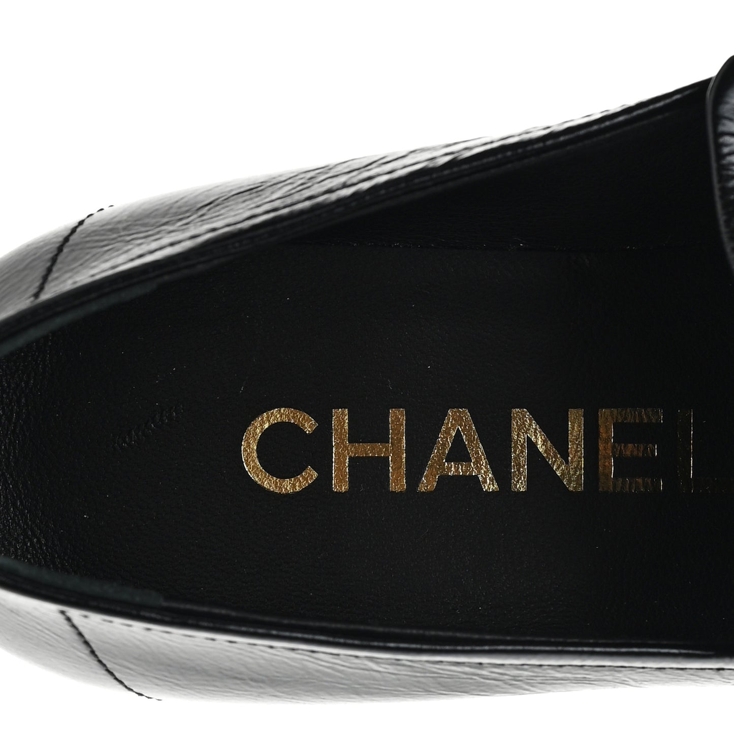 Shiny Calfskin Logo Loafers 36.5 Black