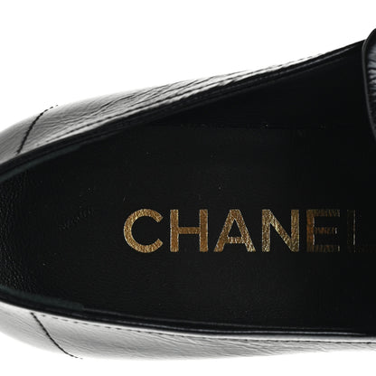 Chanel Shiny Calfskin Logo Loafers 36.5 Black 8 of 9