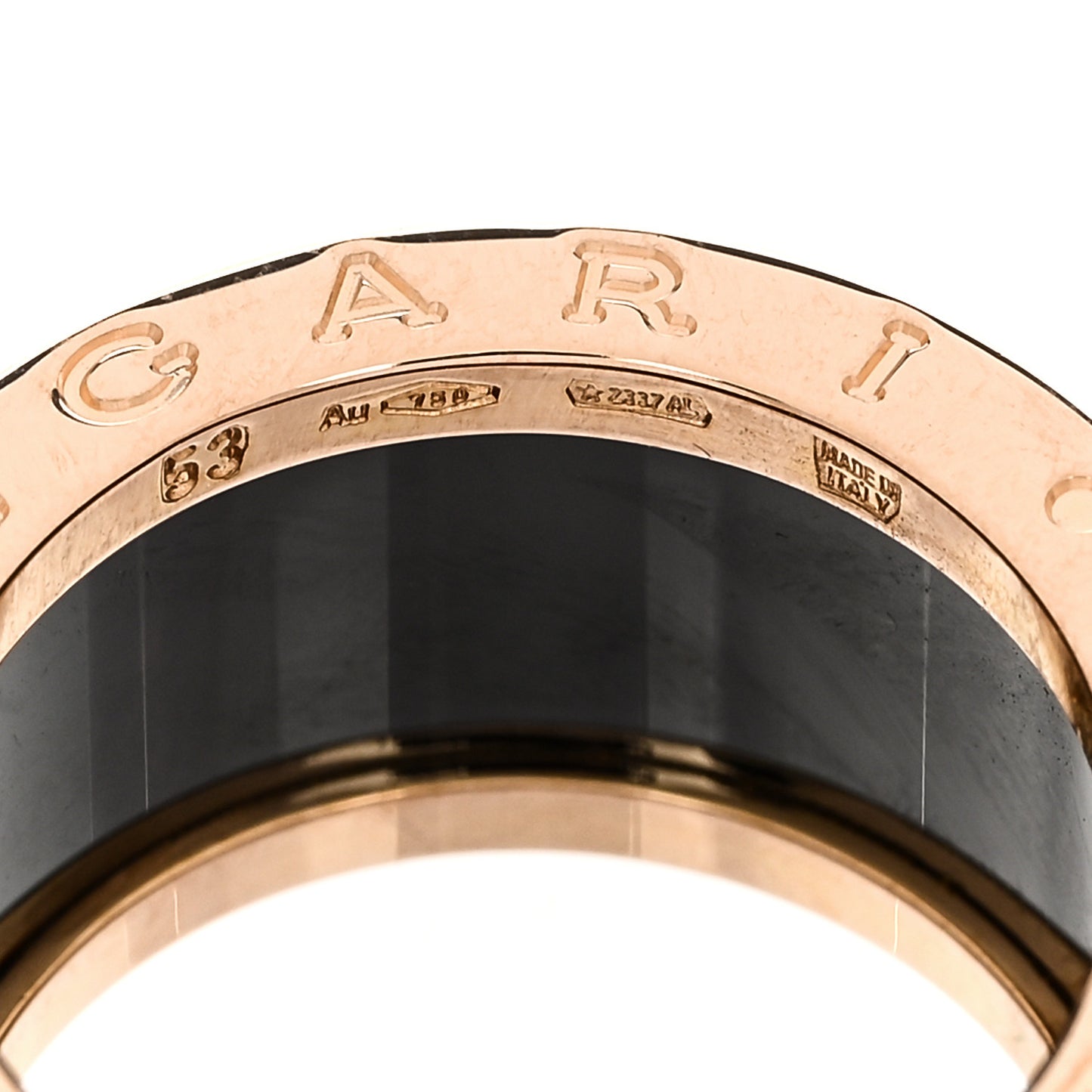 18K Rose Gold Black Ceramic B.Zero1 Four-Band Ring 53 6.25