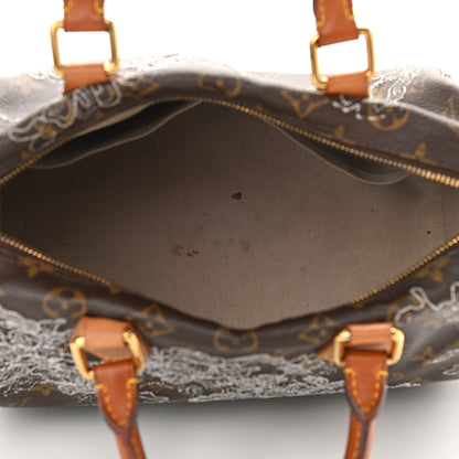 Louis Vuitton Monogram Dentelle Speedy 30 Silver 5 of 14