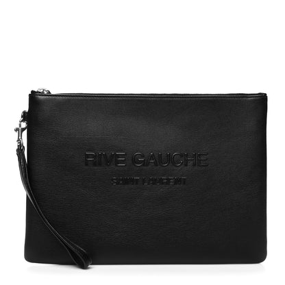 Saint Laurent Vitello Rive Gauche Zipped Pouch Black 1 of 10