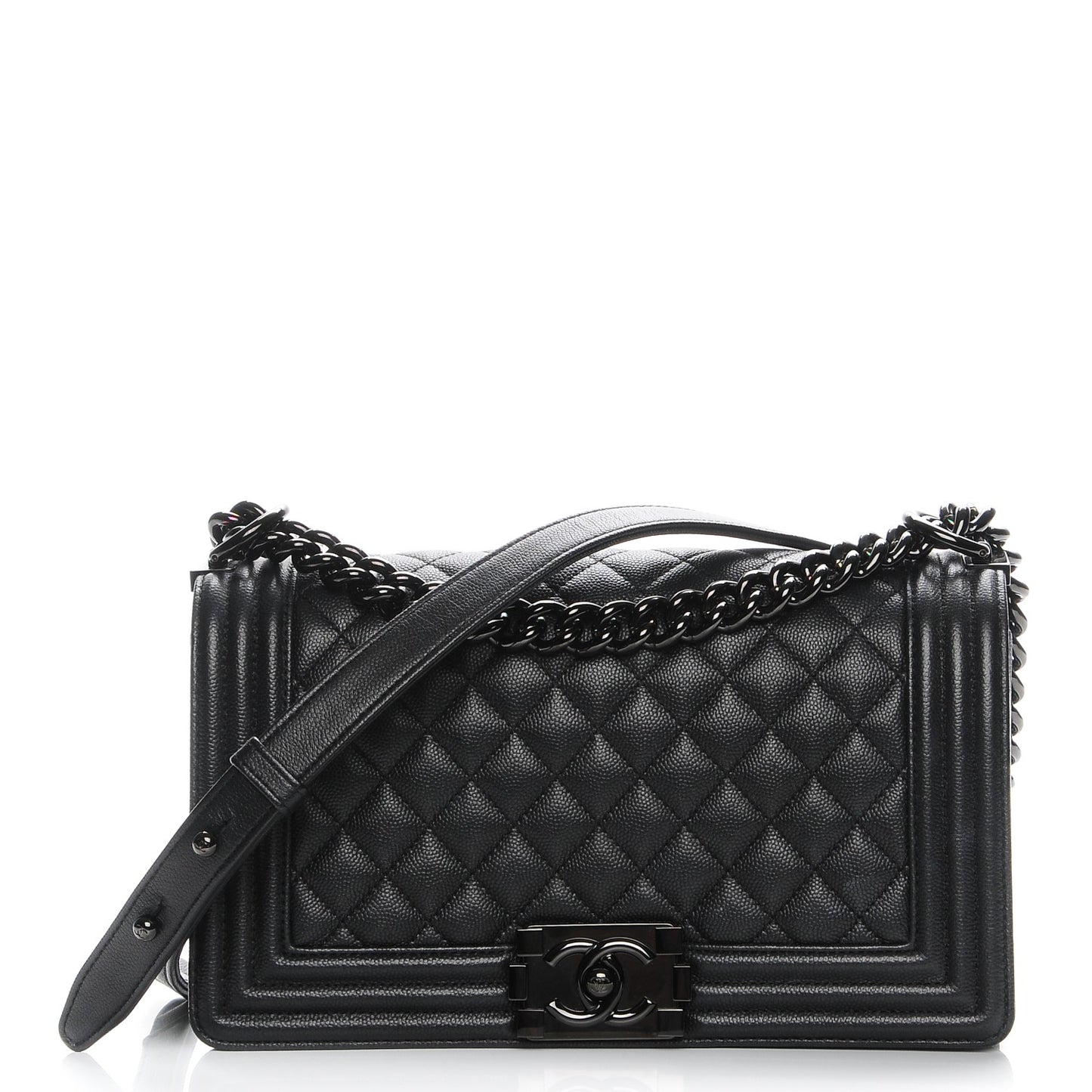 Caviar Quilted Medium Boy Flap So Black