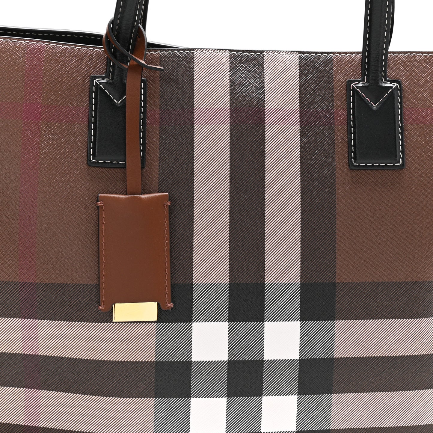 E-Canvas Check Medium Tote Dark Birch Brown