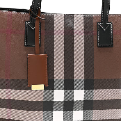 Burberry E-Canvas Check Medium Tote Dark Birch Brown 7 of 10