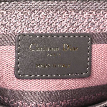 Christian Dior Canvas Toile De Jouy Reverse Embroidered Medium Lady D-Lite Gray Pink 6 of 10