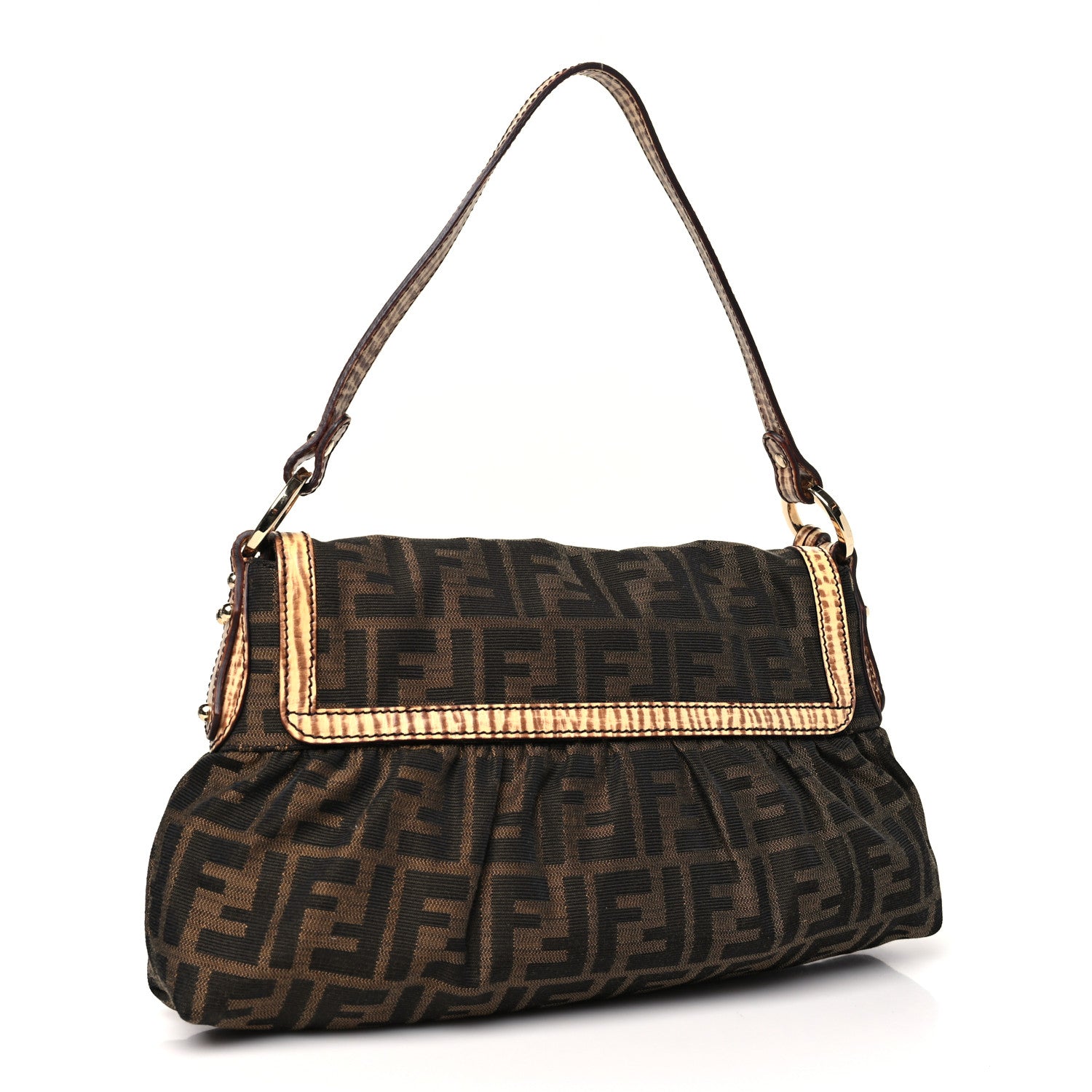 Fendi Zucca Cuoio Lucido Small Chef Shoulder Bag Tobacco Bois de Rose 3 of 9