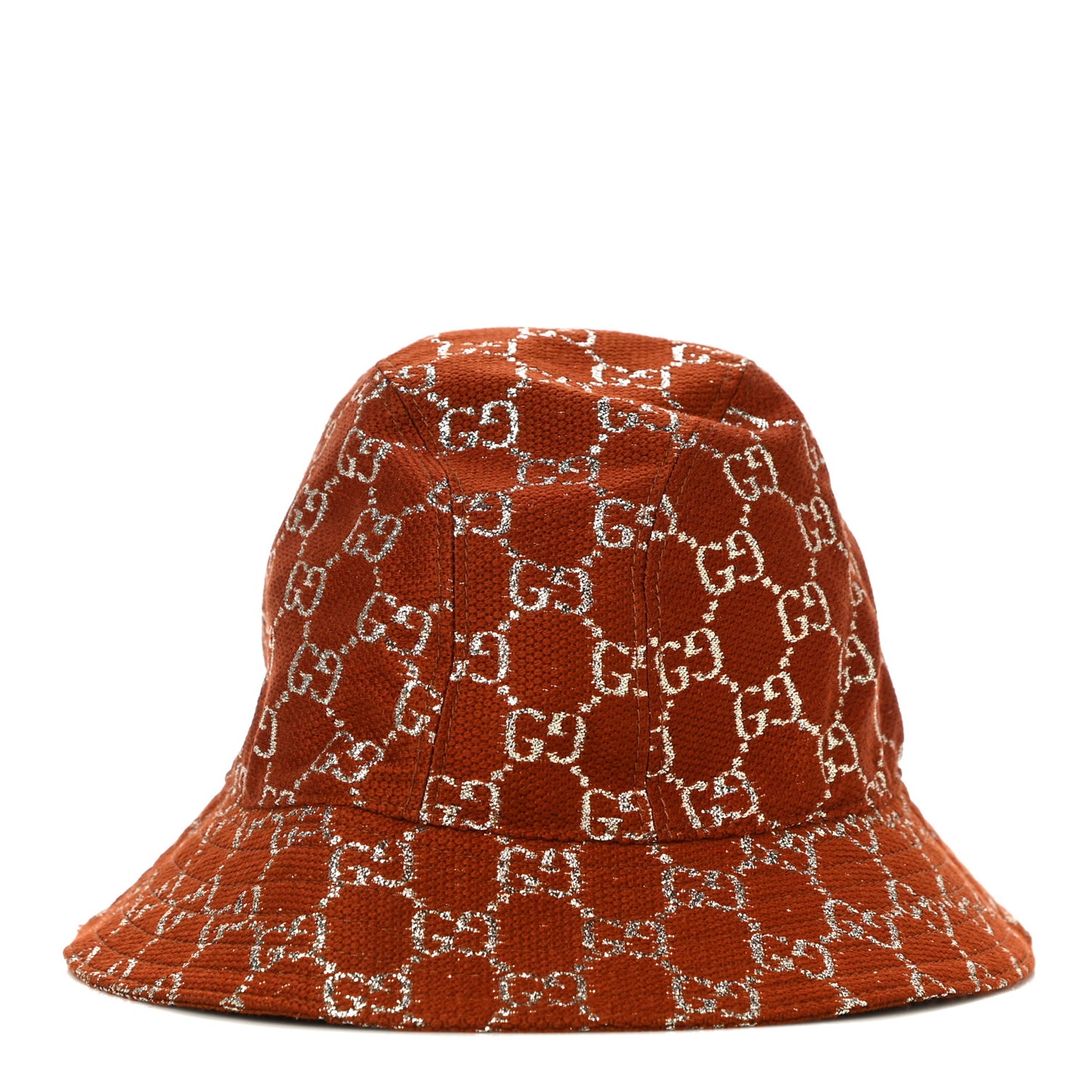 Canvas Lame GG Monogram Bucket Hat S Burnt Orange Silver