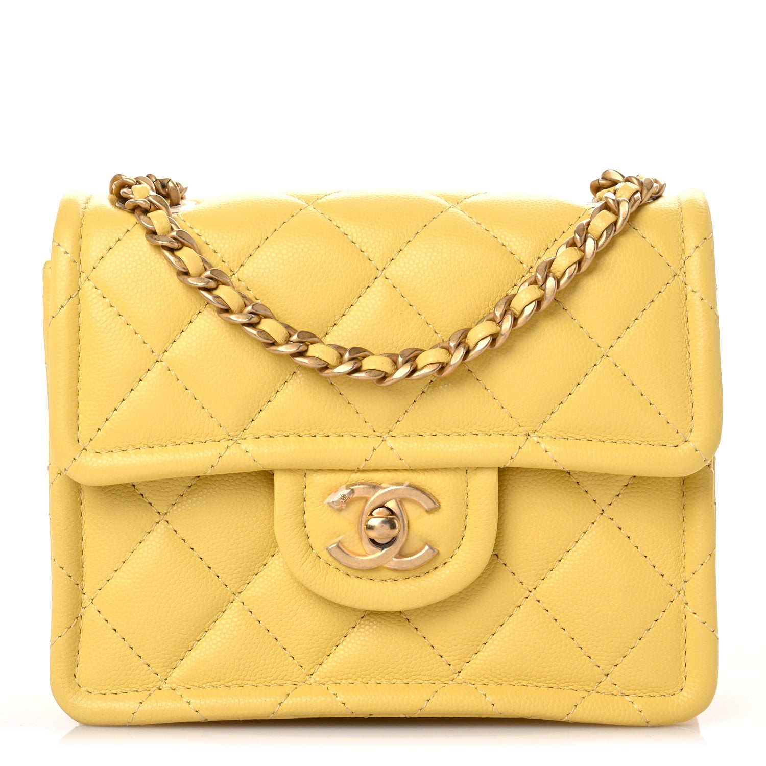 Chanel Caviar Quilted Mini Sweet Classic Flap Yellow 1 of 12