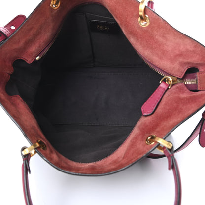 Fendi Pequin Vitello Small Shoulder Tote Tobacco Amarena 5 of 17