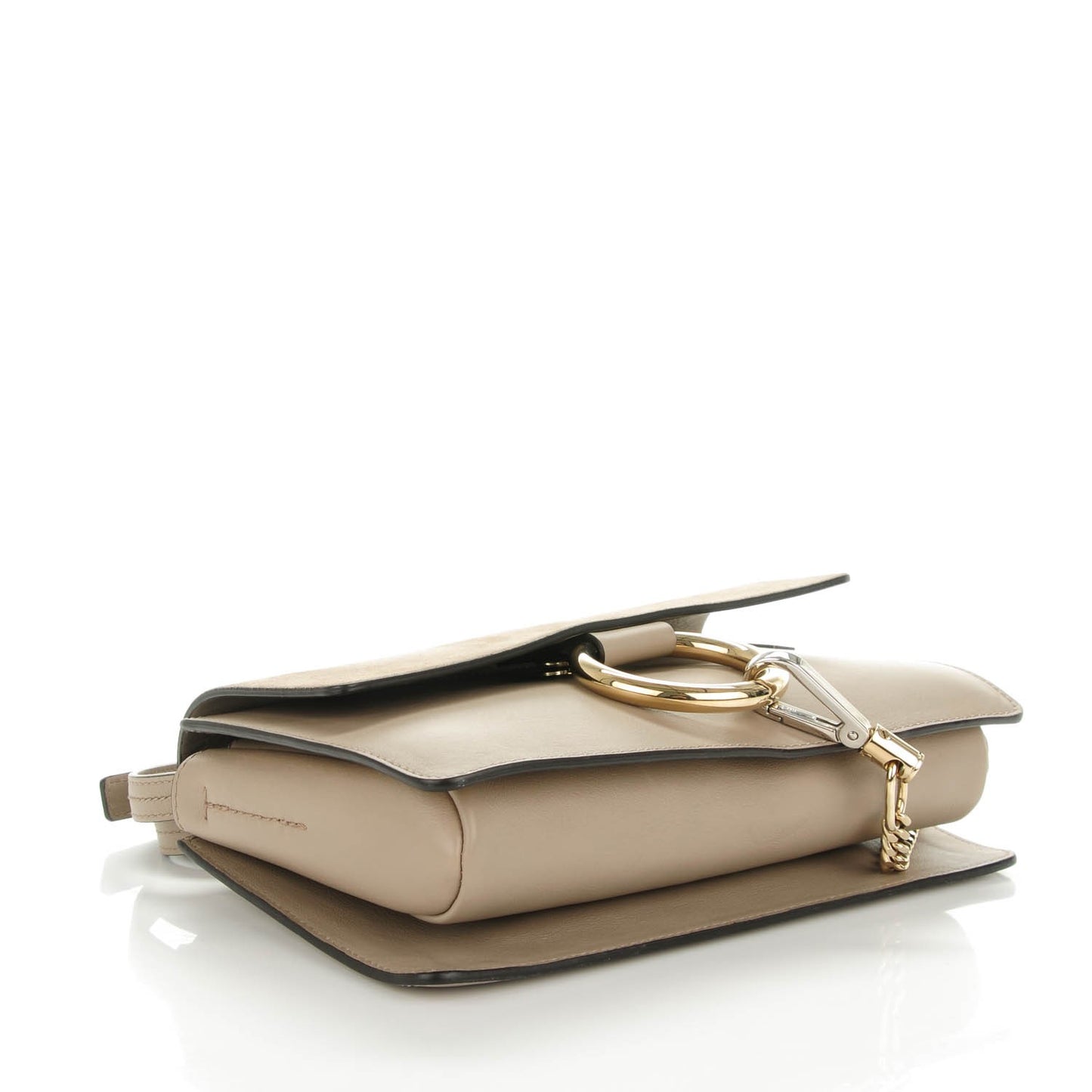 Suede Calfskin Small Faye Shoulder Bag Motty Grey