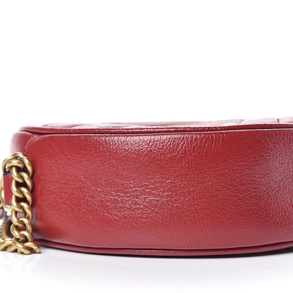 Gucci Glazed Calfskin Matelasse Heart Mini GG Marmont Round Shoulder Bag Romantic Cerise 9 of 10