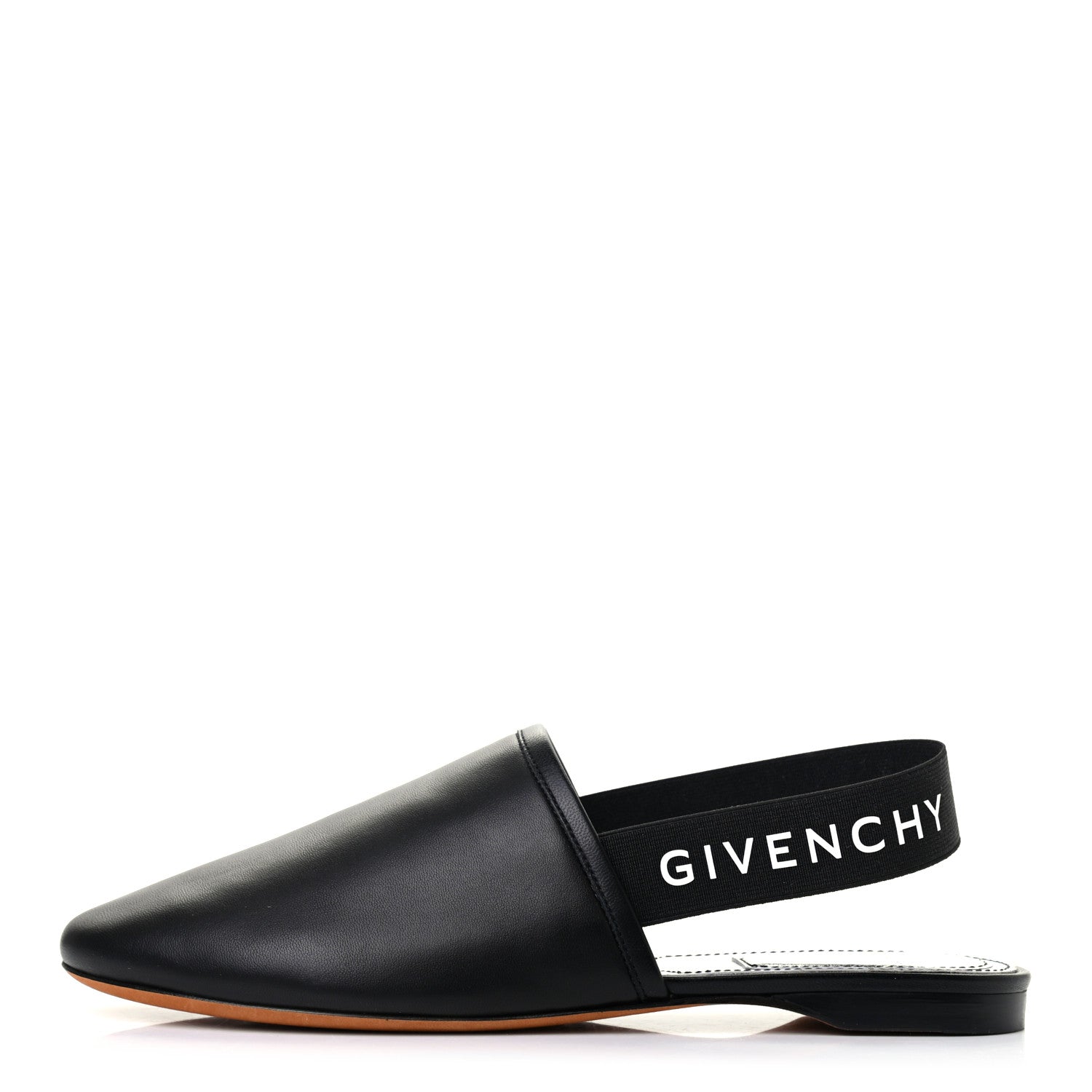 Givenchy Nappa Rivington Logo Slingback Flat 37 Black Silver 1 of 8