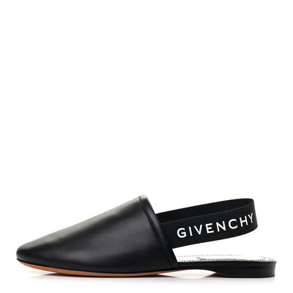 Givenchy Nappa Rivington Logo Slingback Flat 37 Black Silver 1 of 8