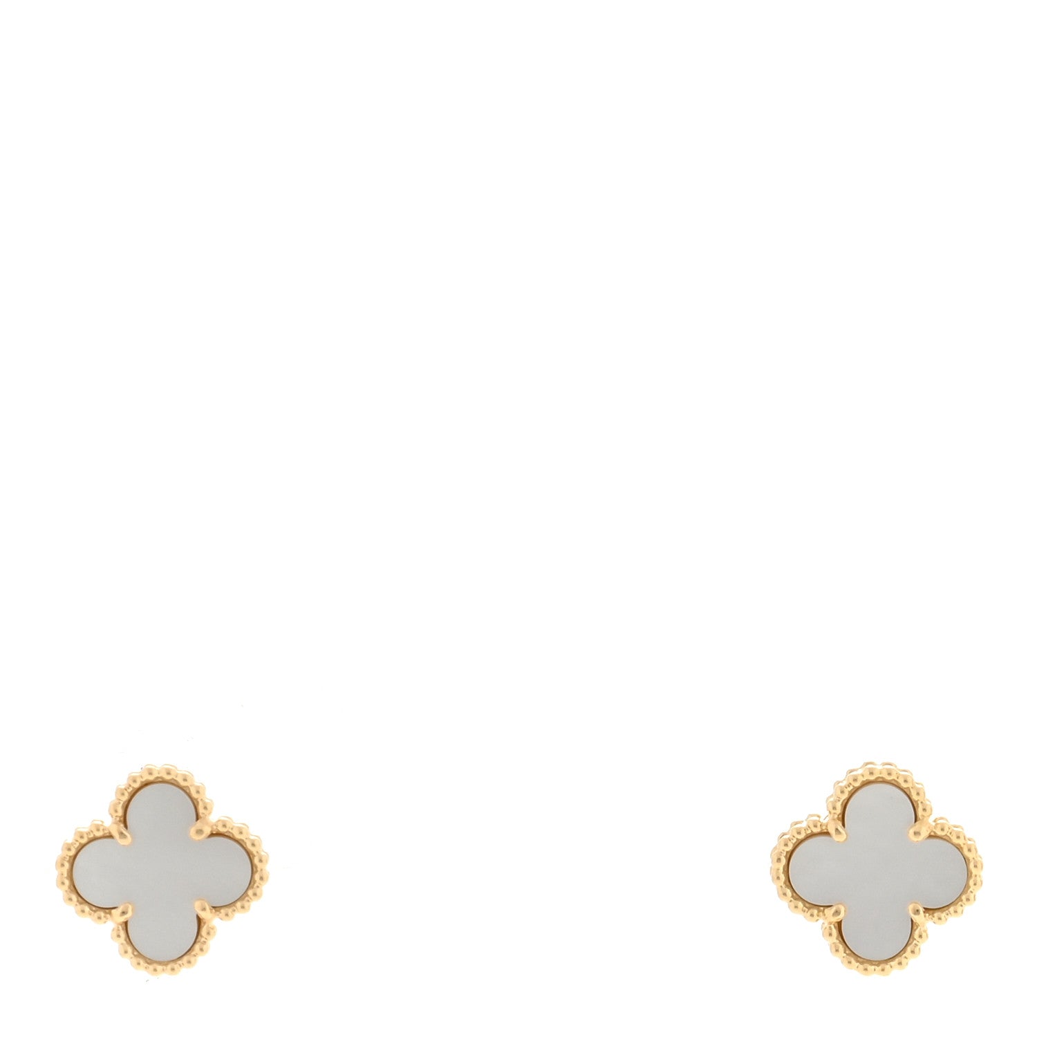 Van Cleef & Arpels 18K Yellow Gold Mother of Pearl Sweet Alhambra Earrings 1 of 5
