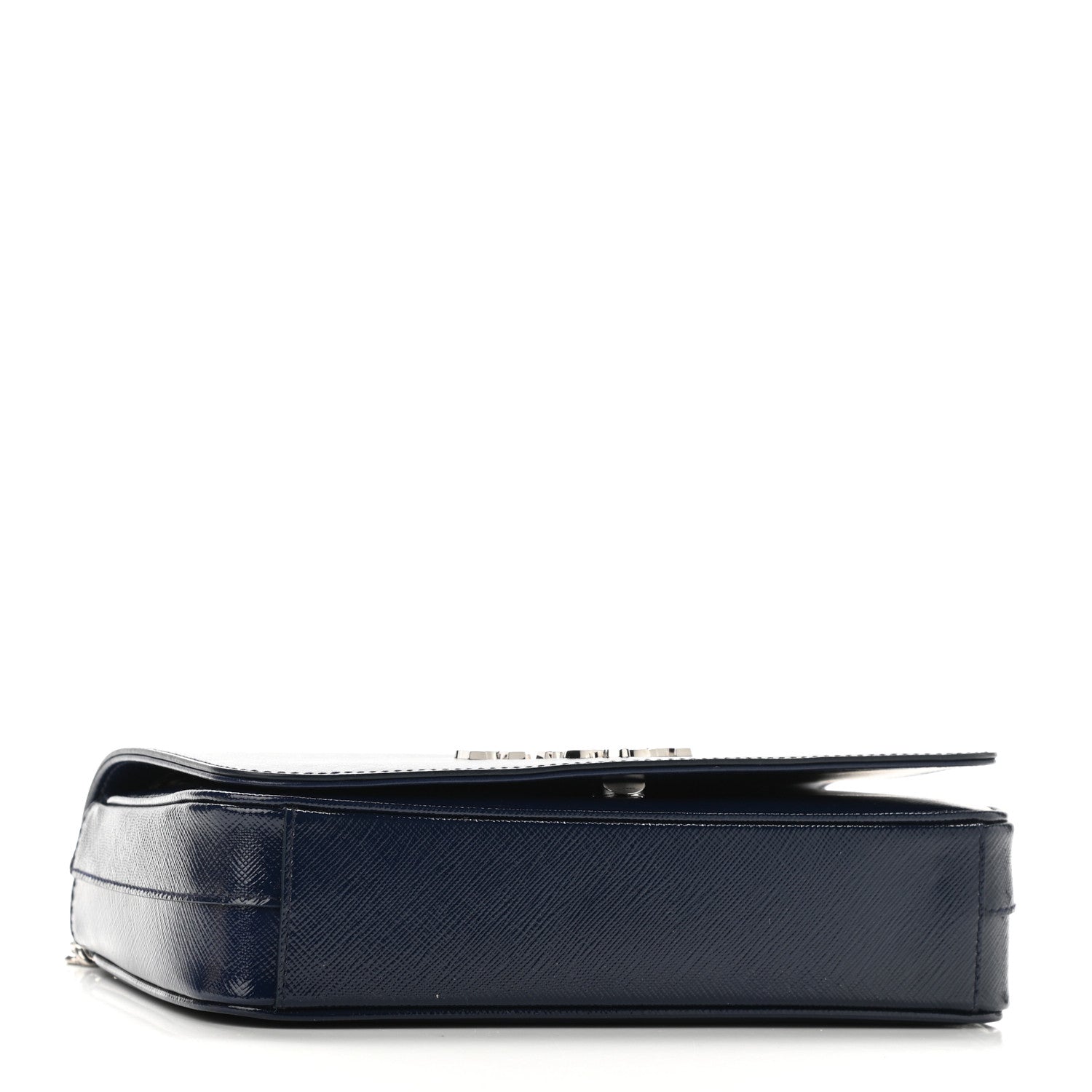 Prada Saffiano Vernice Flap Chain Crossbody Bag Royal 4 of 9