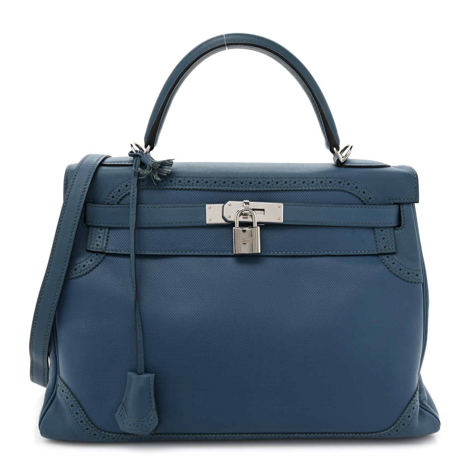 Hermes Swift Grain d'H Ghillies Kelly 35 Bleu Izmir 1 of 15