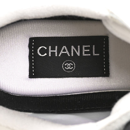 Chanel Suede Calfskin Fabric CC Sneakers 40 White 7 of 9