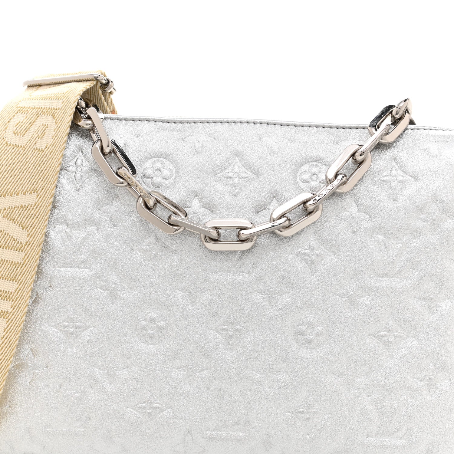 Louis Vuitton Metallic Lambskin Embossed Monogram Coussin PM Silver 11 of 12