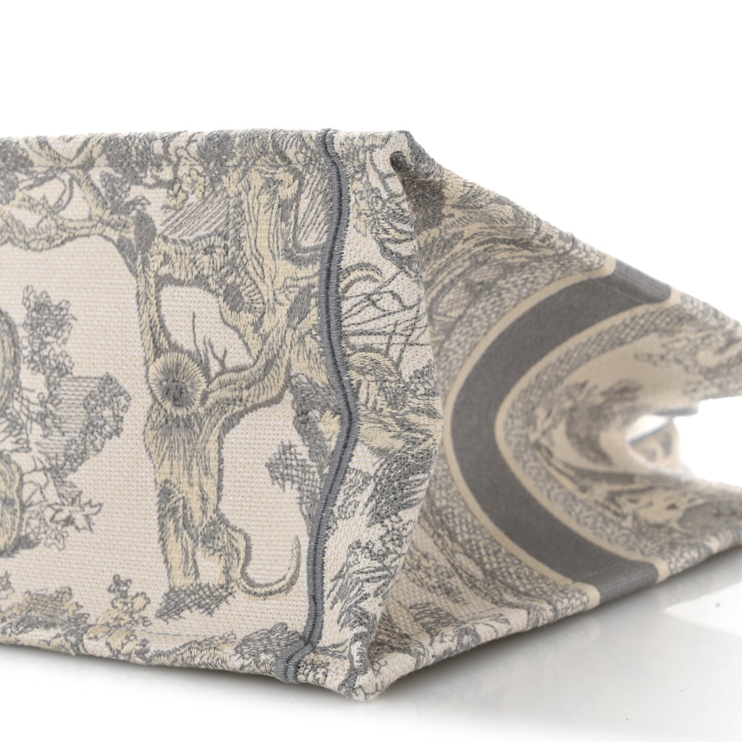 Christian Dior Canvas Embroidered Medium Dioriviera Toile De Jouy Book Tote Gray 10 of 10