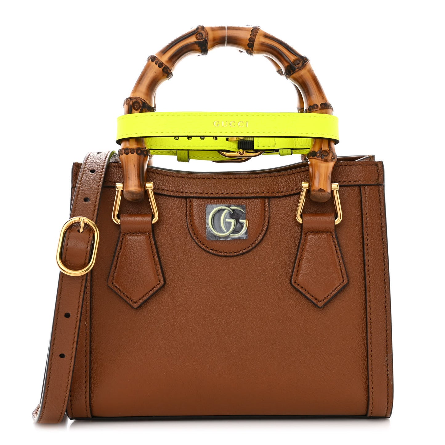 Wonka Grain Calfskin Mini Diana Tote Bag Cuir Yellow Fluo
