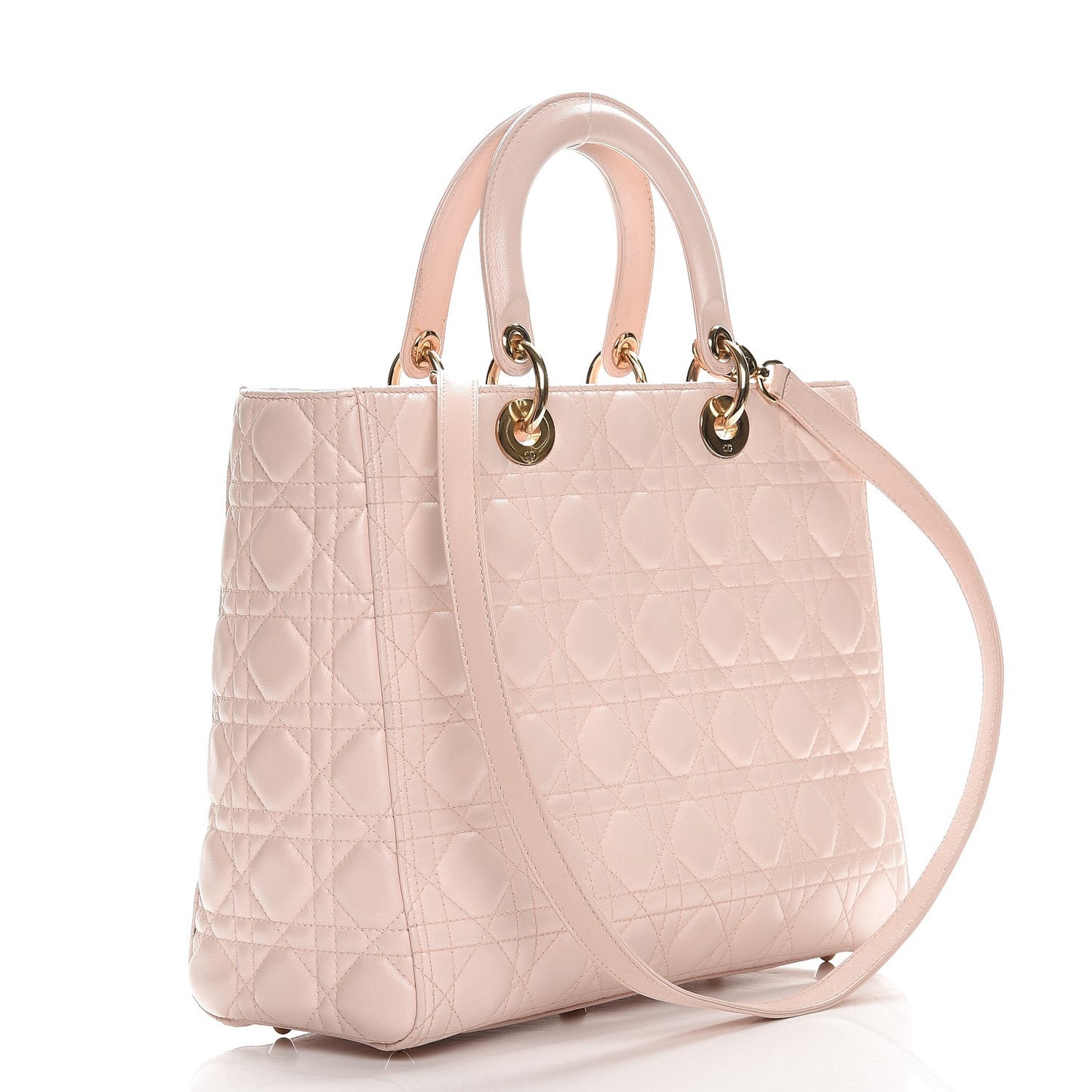 Lambskin Cannage Large Lady Dior Rose Poudre