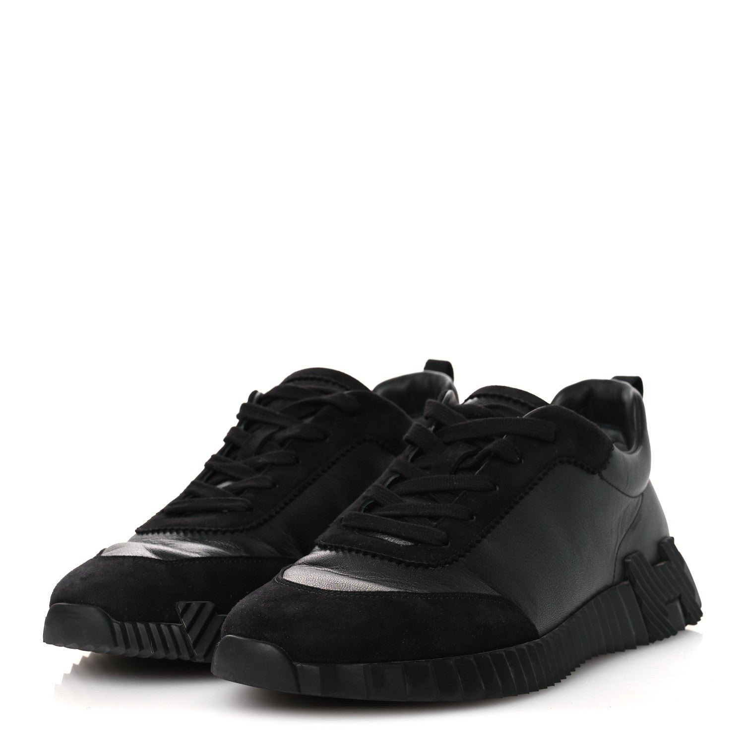 Hermes Goatskin Suede Goatskin Mens Bouncing Sneakers 43.5 Black 4 of 12