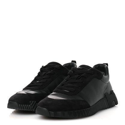Hermes Goatskin Suede Goatskin Mens Bouncing Sneakers 43.5 Black 4 of 12