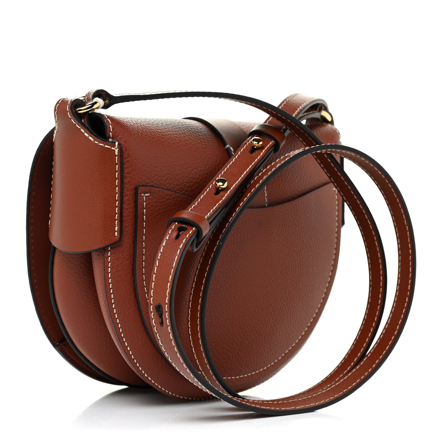Grained Calfskin Small Darryl Saddle Crossbody Bag Sepia Brown