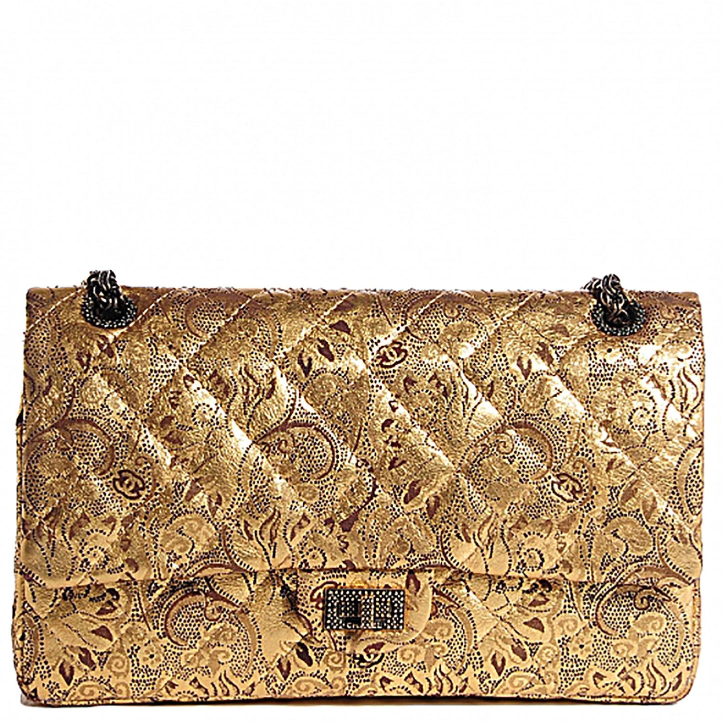 Buffalo Leather Hand Painted Lace 2.55 Reissue 226 Flap Gold