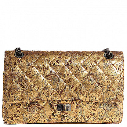 Chanel Buffalo Leather Hand Painted Lace 2.55 Reissue 226 Flap Gold 1 of 8