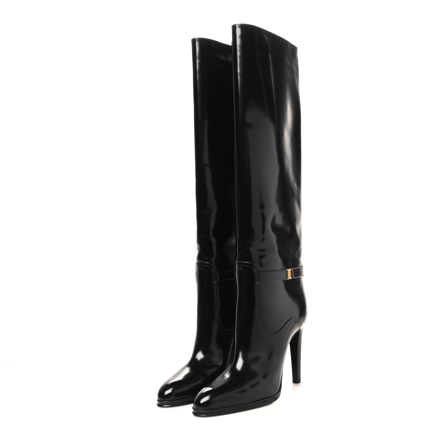 Patent Calfskin Linda 100 Boots 38.5 Black