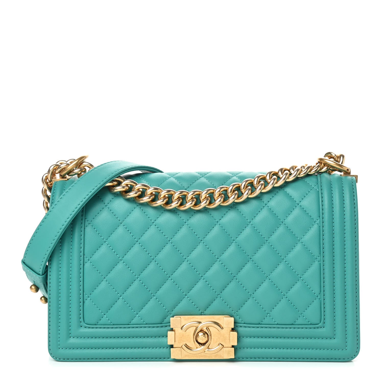 Chanel Calfskin Quilted Medium Boy Flap Turquoise 1 of 9