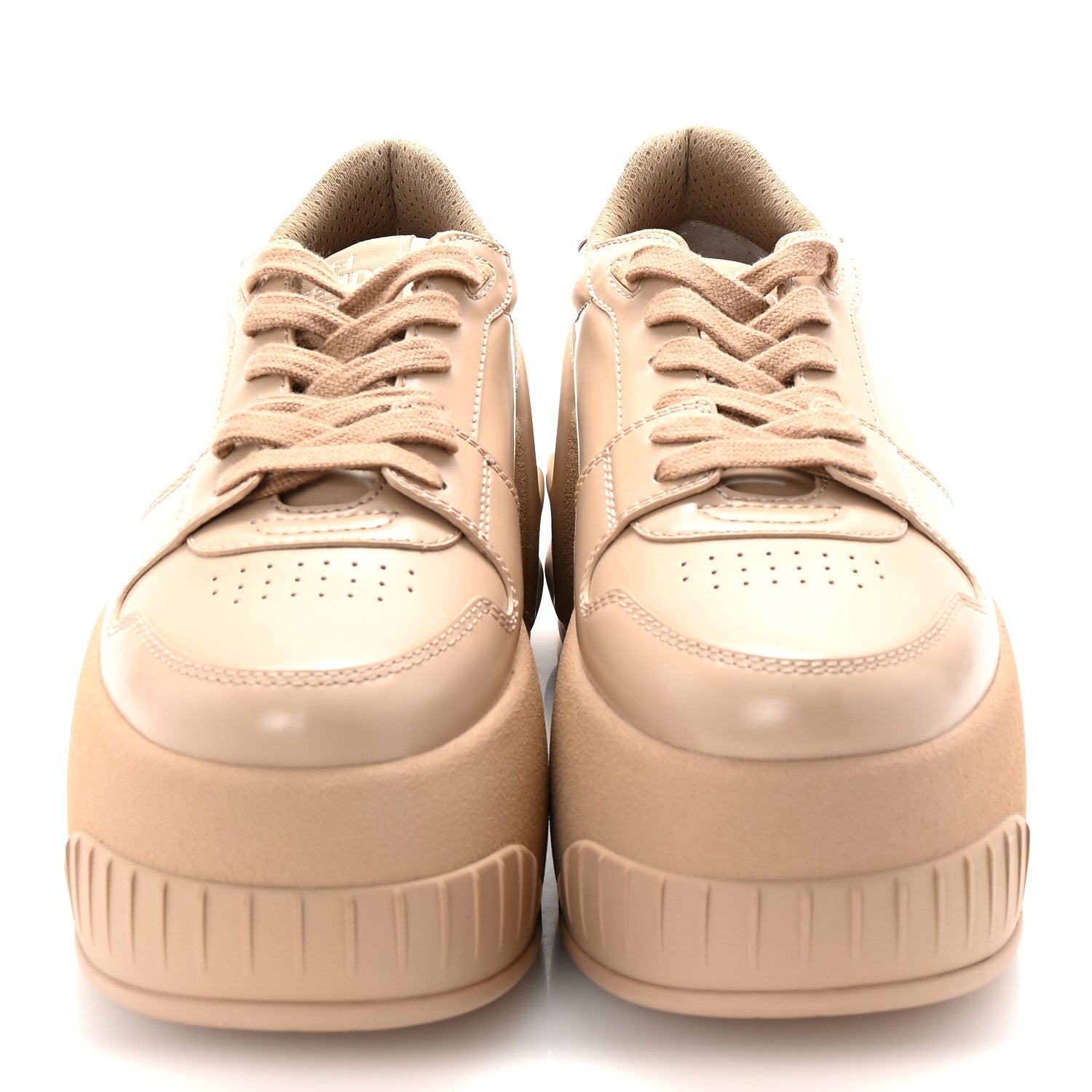 Fendi Calfskin Fashion Show Platform Sneakers 38.5 40 Beige 3 of 11
