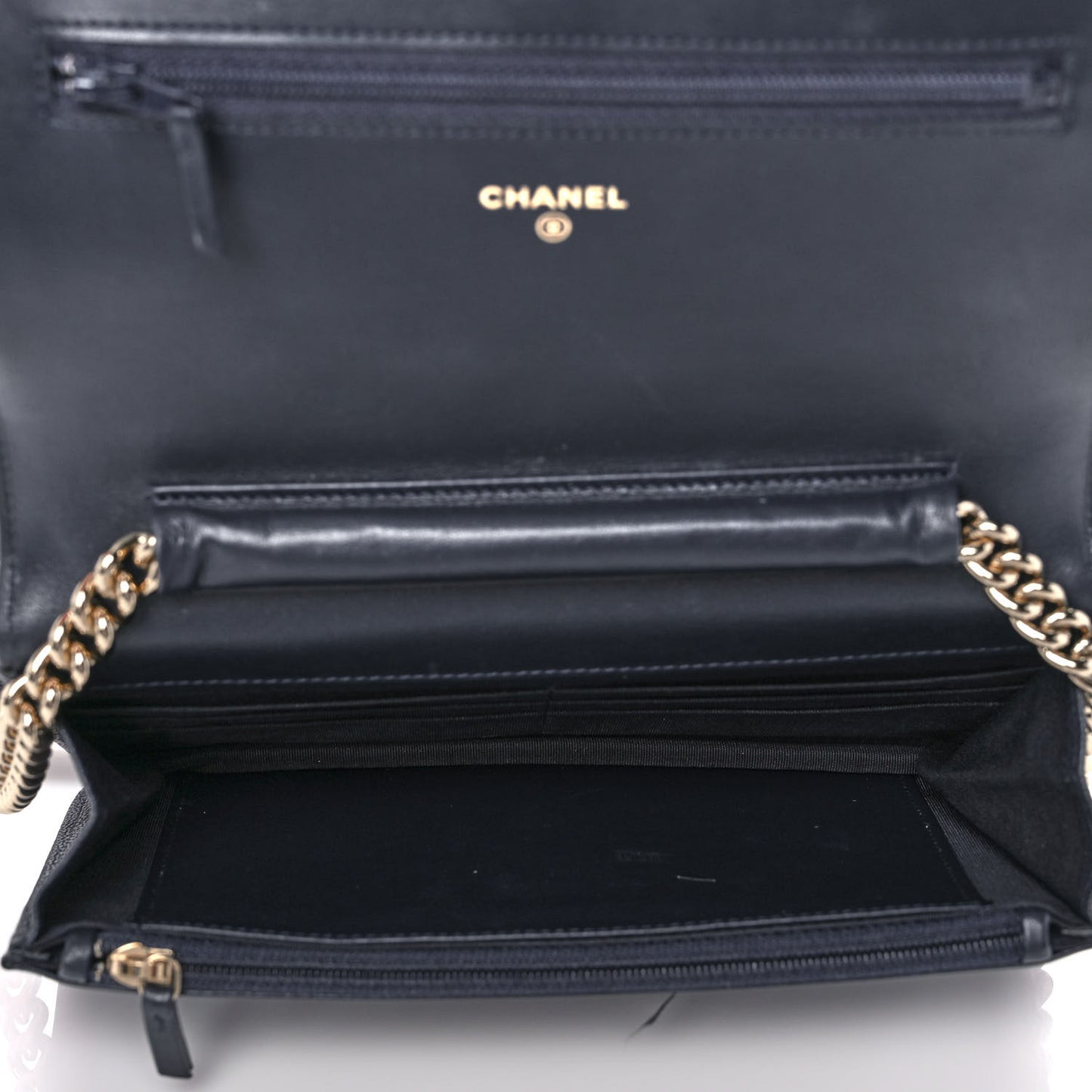 Caviar Quilted Boy Wallet On Chain WOC Navy