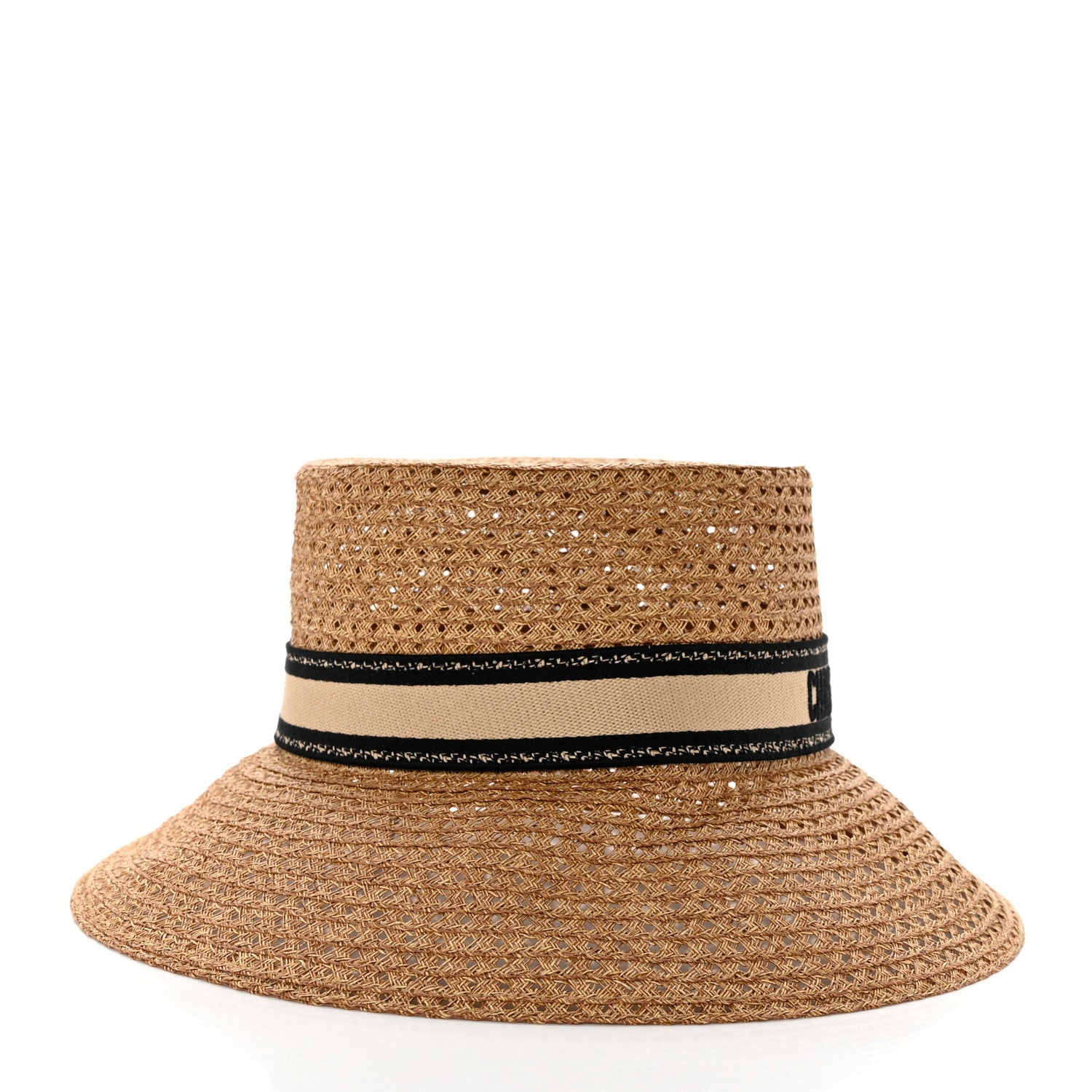 dior ボブハット 59 Christian Dior Straw Embroidered D-Bobby Large Brim Hat 59