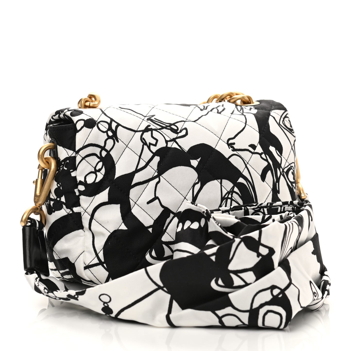 Canvas Printed Deer Coco Mini Single Flap Gray Black